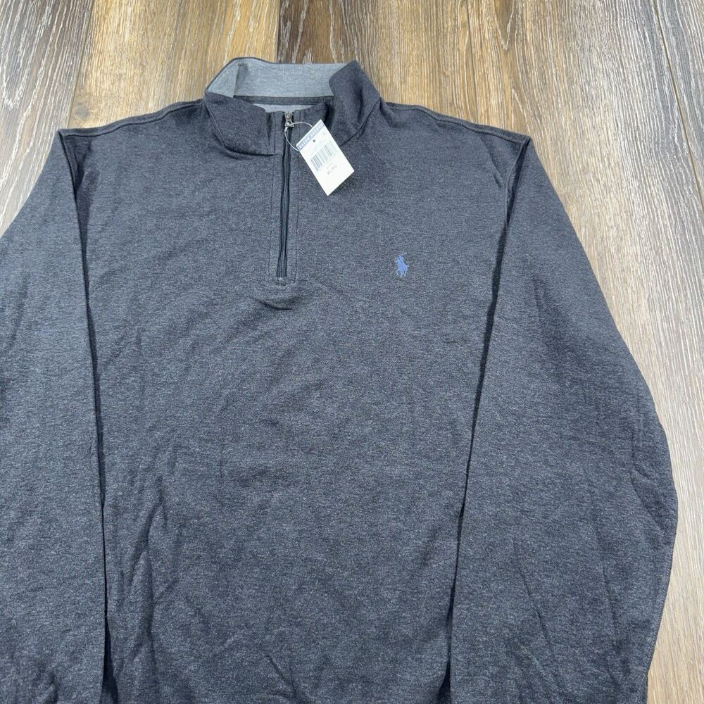 Vintage Polo Ralph Lauren Sweatshirt Mens XL Black Pony Logo 1/4 Zip Sweater